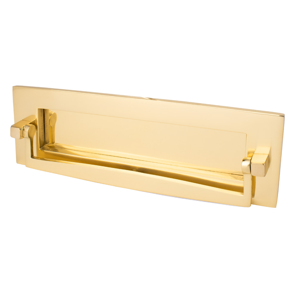 Dart Plain Postal Knocker Letter Plate (12 x 4 Inch) - Polished Brass